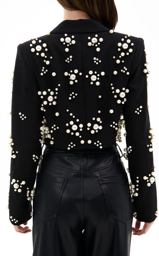 RUTHIE-BLACK PEARL CROPPED BLAZER