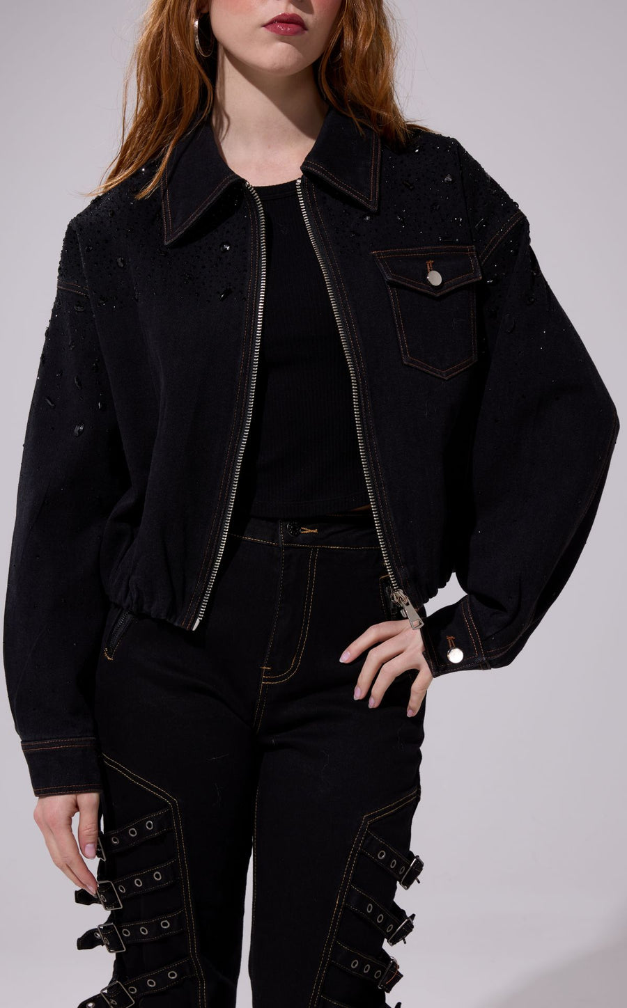 SAFINA-BLACK DENIM OUTERWEAR | AZALEA WANG