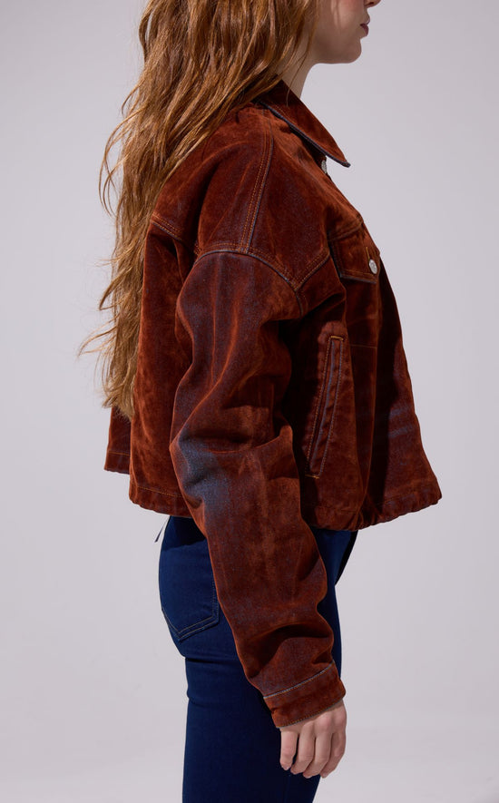 SAMPSON-BURNTORANGE VELVET DENIM JACKET