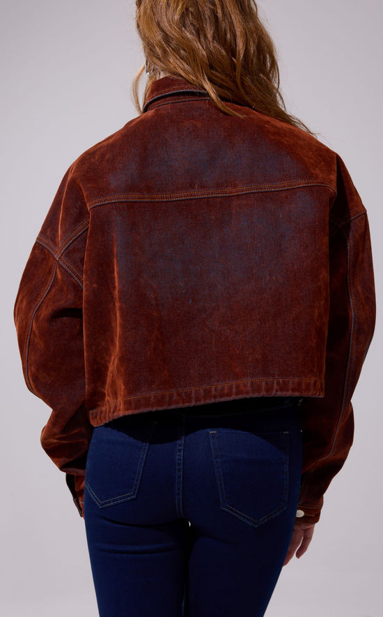 SAMPSON-BURNTORANGE VELVET DENIM JACKET