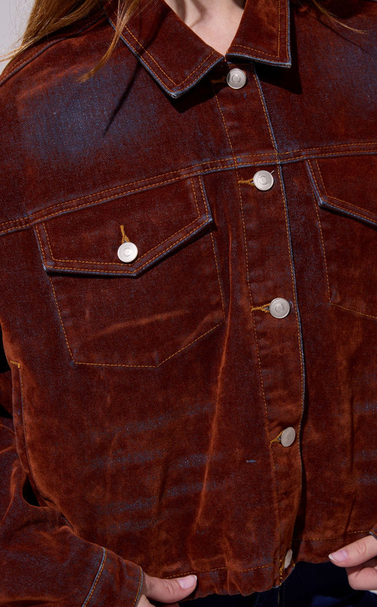 SAMPSON-BURNTORANGE VELVET DENIM JACKET