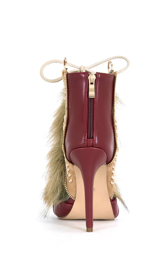 SHAINY-MULTI FAUX FUR GLADIATOR SANDAL BOOTIE