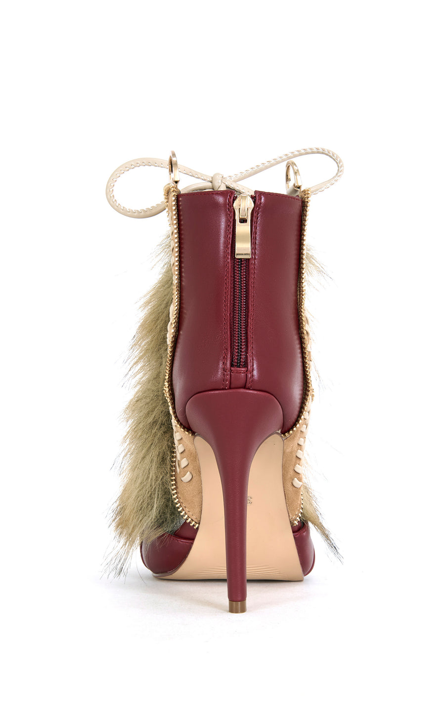SHAINY-MULTI TIE UP FAUX FUR STILETTO SANDAL