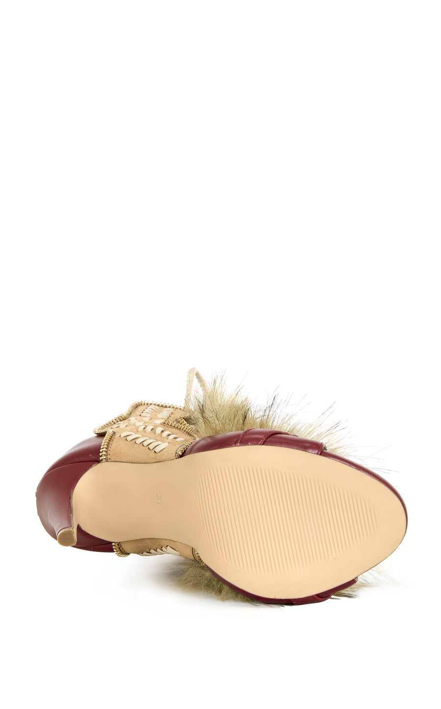 SHAINY-MULTI TIE UP FAUX FUR STILETTO SANDAL