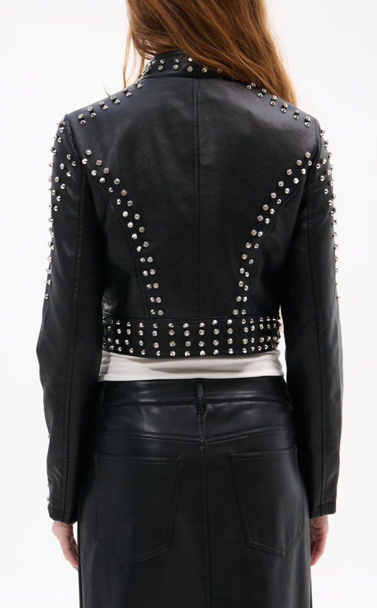 SILVIA-NEW-BLK CRYSTAL MOTO JACKET