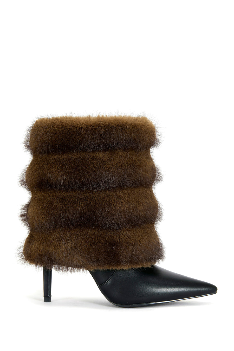 SIMON-BLACK FAUX FUR STILETTO BOOTIE