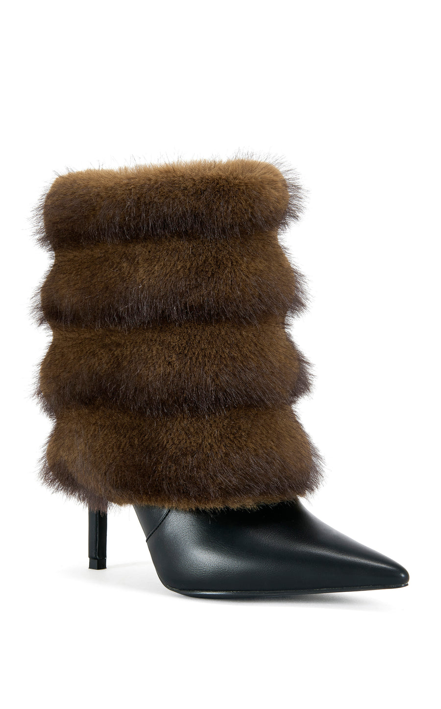 SIMON-BLACK FAUX FUR STILETTO BOOTIE