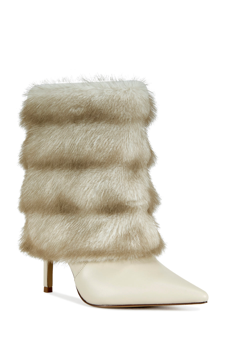 SIMON-IVORY FAUX FUR STILETTO BOOTIE