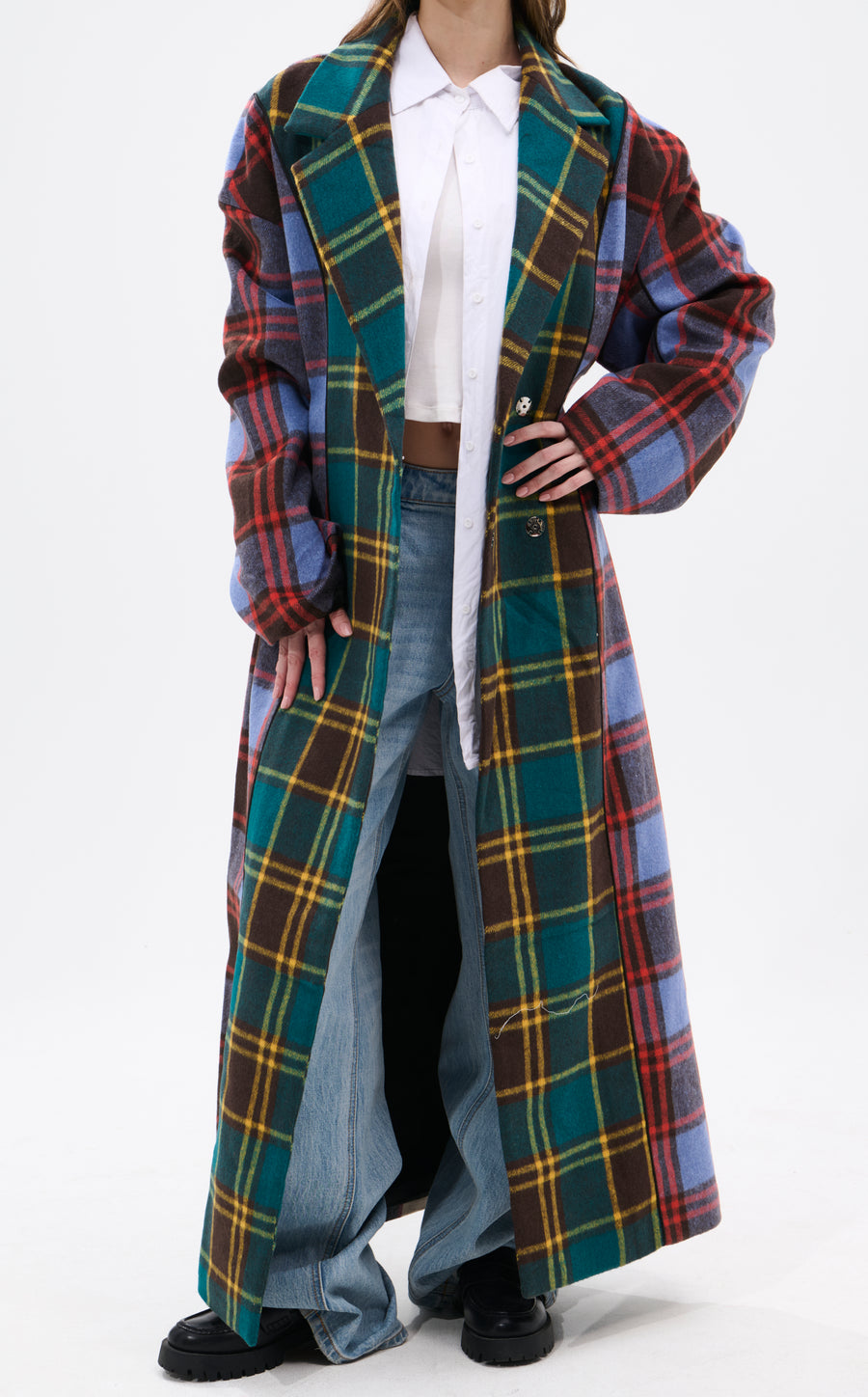 ESTUDIO - CHAQUETA TRENCH DE CUADROS MÚLTIPLES