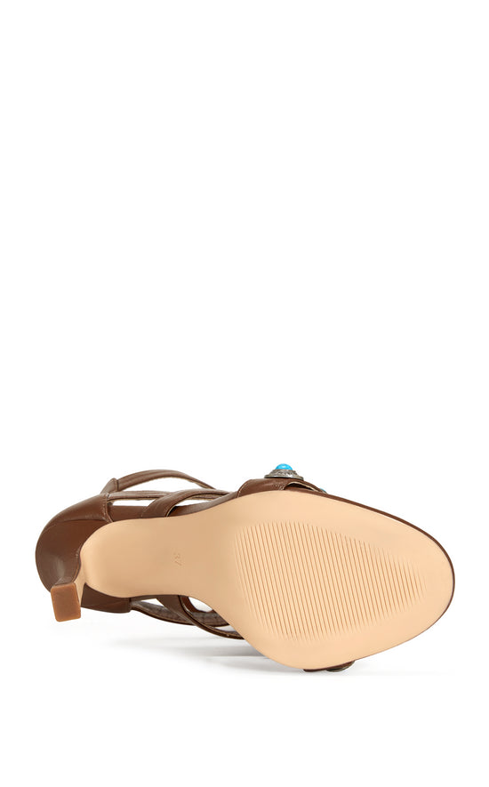 SUMAC-BROWN FRINGE GLADIATOR SANDAL BOOTIE