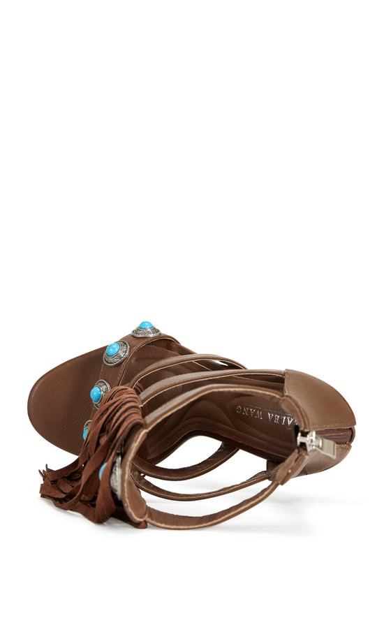 SUMAC-BROWN FRINGE GLADIATOR SANDAL BOOTIE