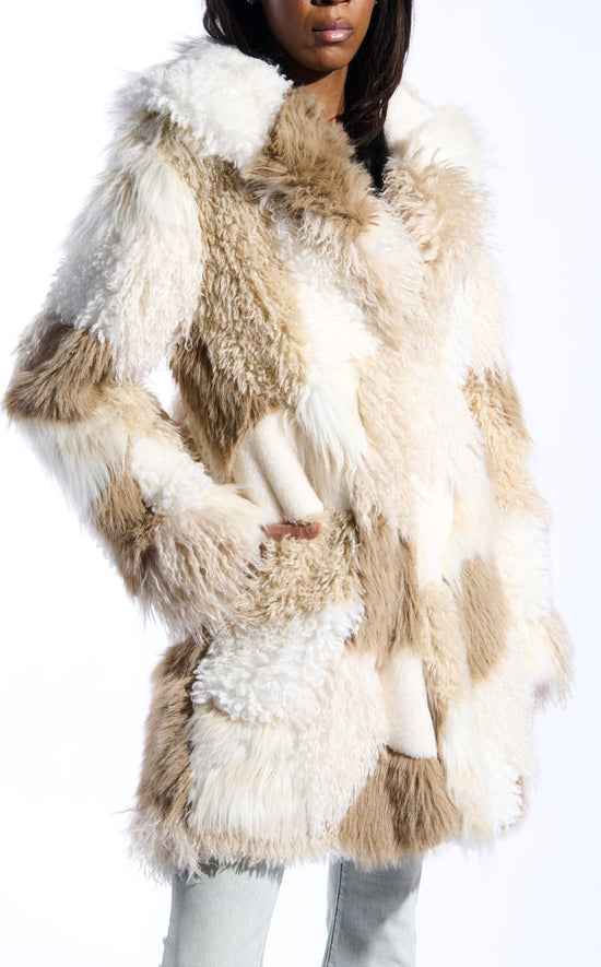 TAHER-CREAMMULTI FAUX FUR JACKET | AZALEA WANG