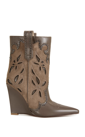 TALAYAH-BROWN WEDGE BOOTIE