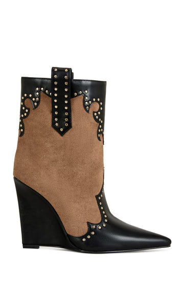 TALLULAH-COGNAC WEDGE BOOTIE
