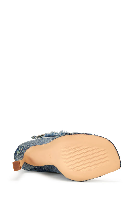 TANDY-DENIM STILETTO PEEP TOE BOOTIE