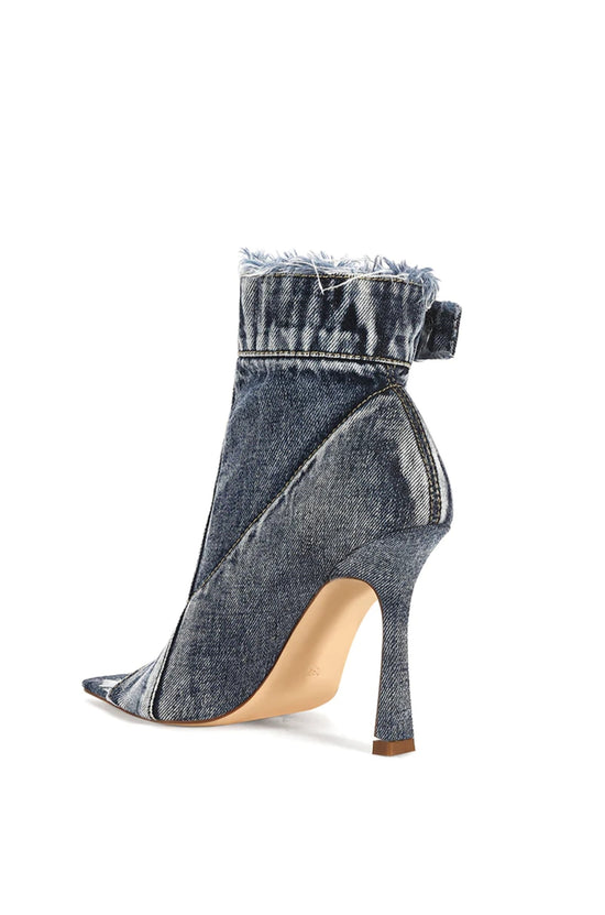 TANDY-DENIM STILETTO PEEP TOE BOOTIE