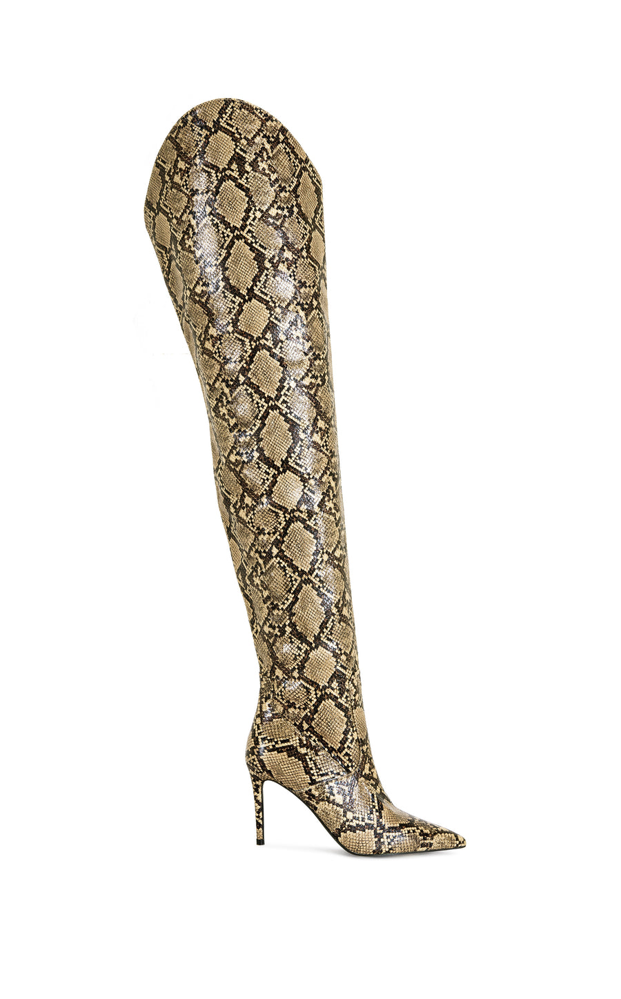 TARRANT-SNAKE THIGH HIGH STILETTO BOOT