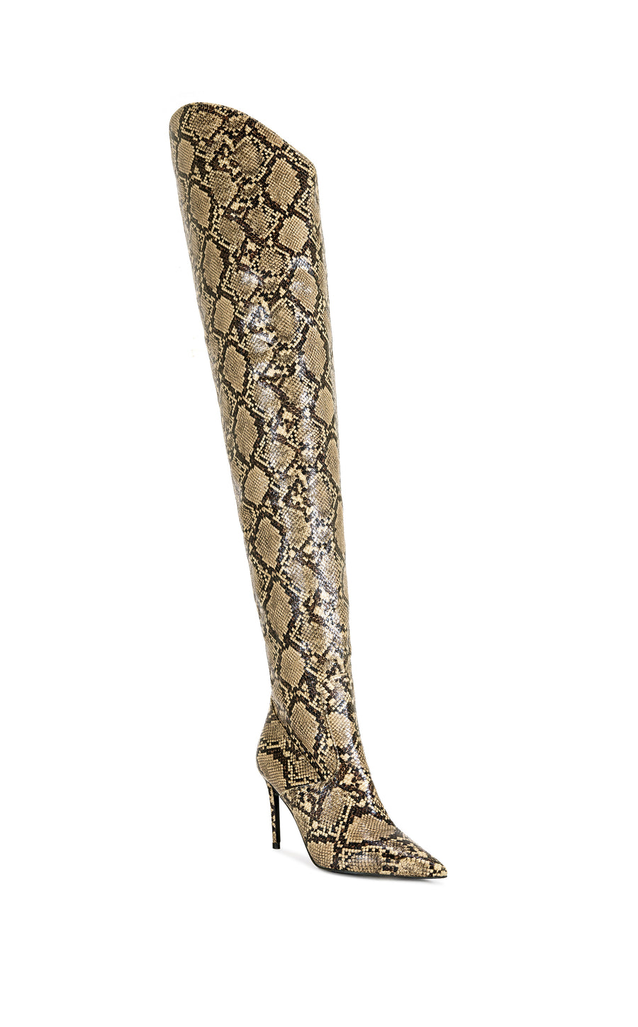 TARRANT-SNAKE THIGH HIGH STILETTO BOOT