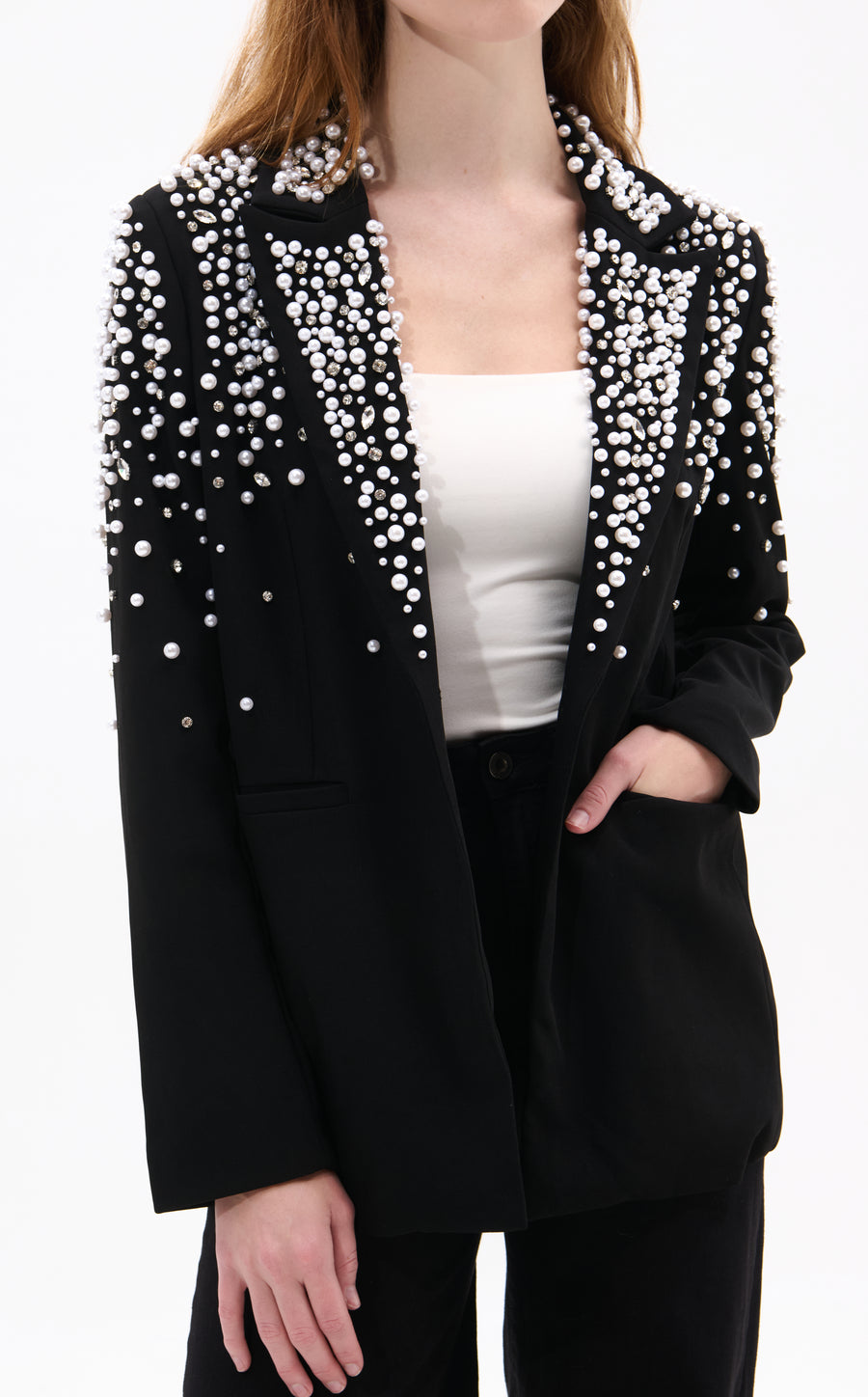 TATIANA-BLACK RHINESTONE BLAZER