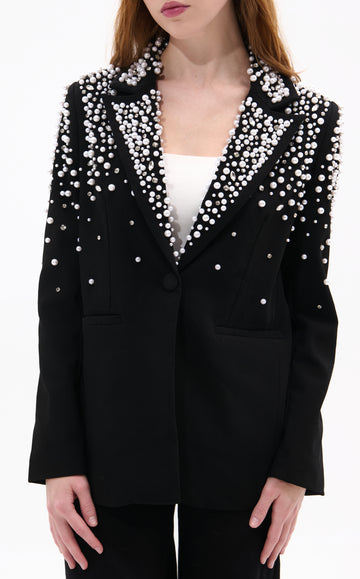 TATIANA-BLACK RHINESTONE BLAZER