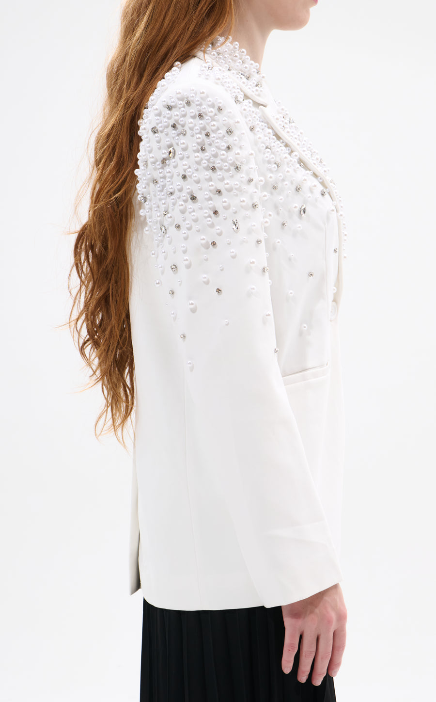 TATIANA-WHITE RHINESTONE BLAZER