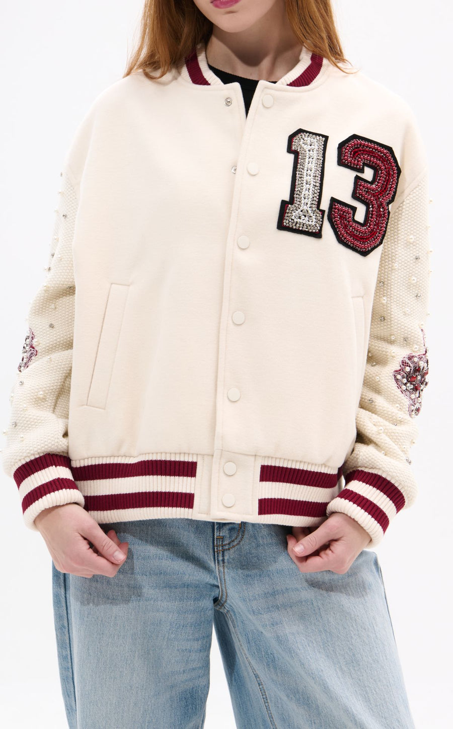 THIRTEEN-CREAM VARSITY, STATEMENT JACKET | AZALEA WANG