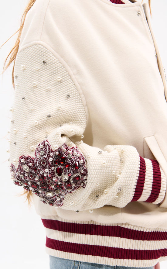 THIRTEEN-CREAM VARSITY, STATEMENT JACKET | AZALEA WANG