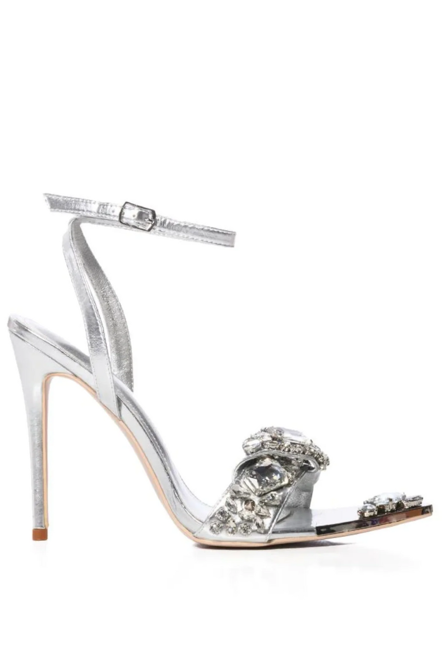 TILLY SILVER POINTED TOE OPEN SANDAL