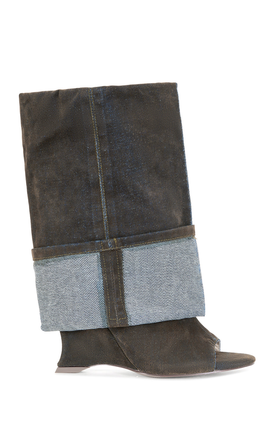 TIN-BROWN PEEP TOE WEDGE BOOTIE