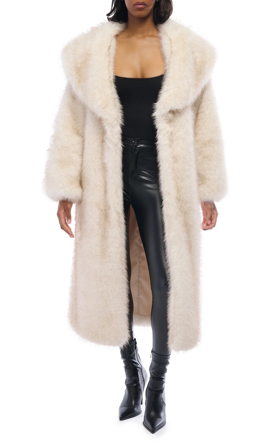 TOASTED-MARSHMALLOW FAUX FUR JACKET