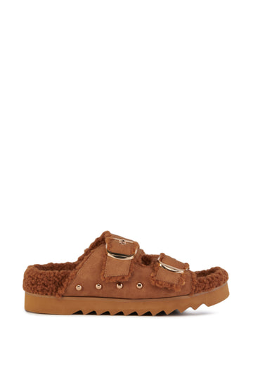 TRESOR-CHESTNUT FLAT SLIPPER
