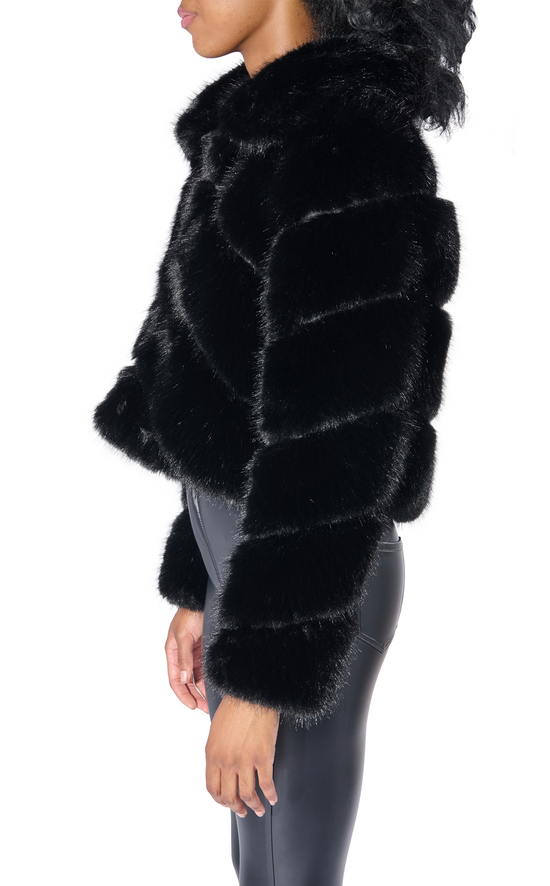 TUMI-BLK FAUX FUR JACKET | AZALEA WANG