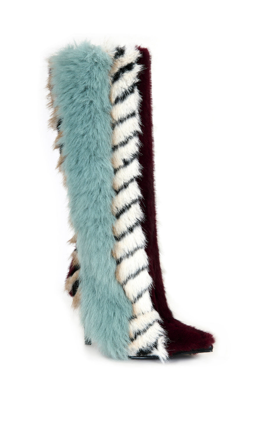UPSELLA-BLUEMULTI FAUX FUR STILETTO BOOT