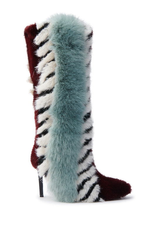 UPSELLA-BLUEMULTI FAUX FUR STILETTO BOOT