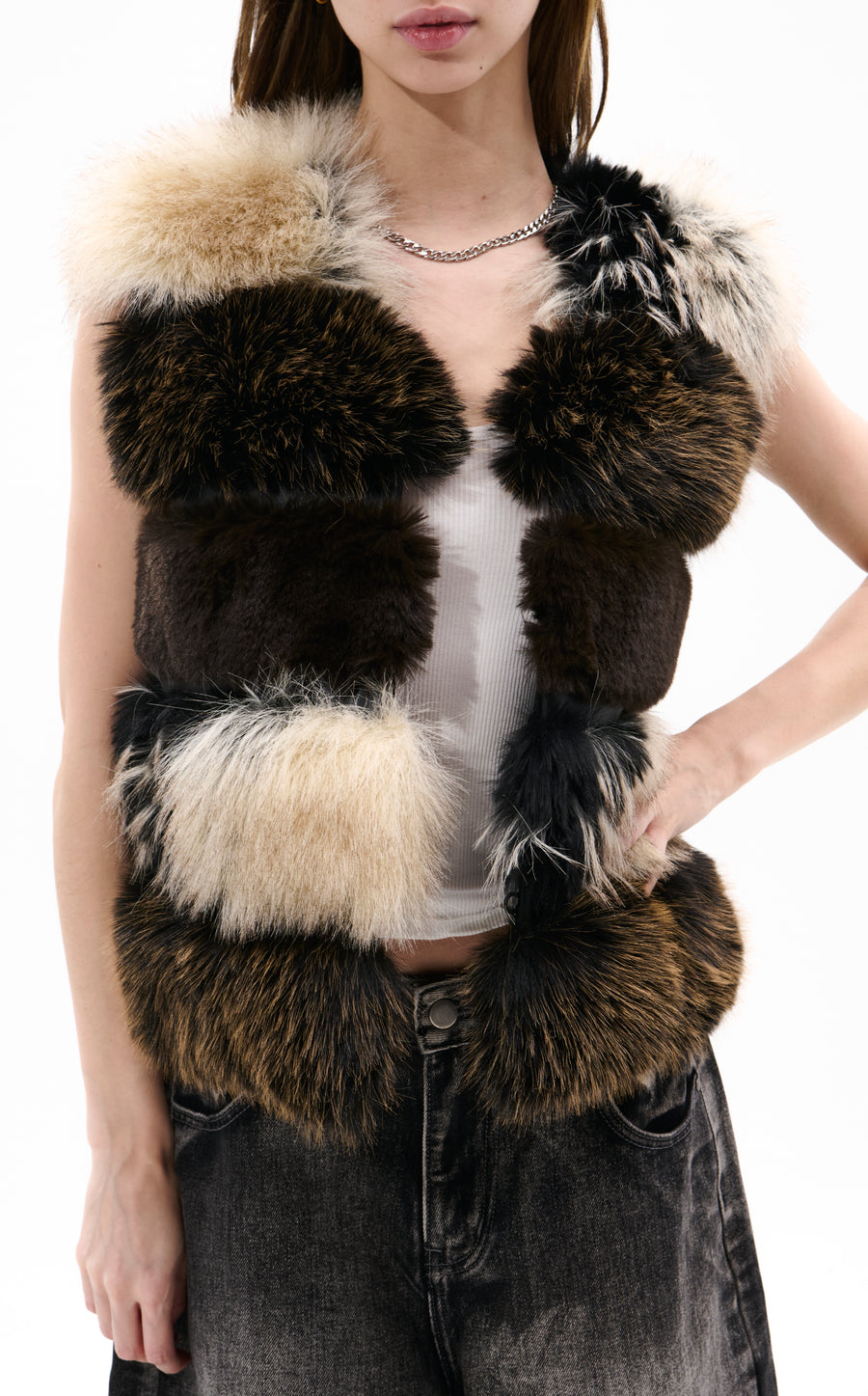 VAIL-BROWNMULTI FAUX FUR VEST