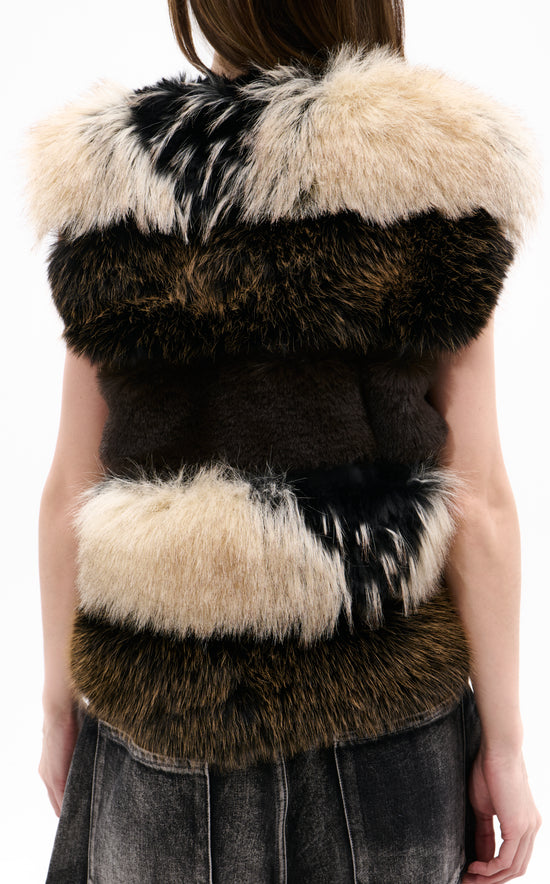 VAIL-BROWNMULTI FAUX FUR VEST