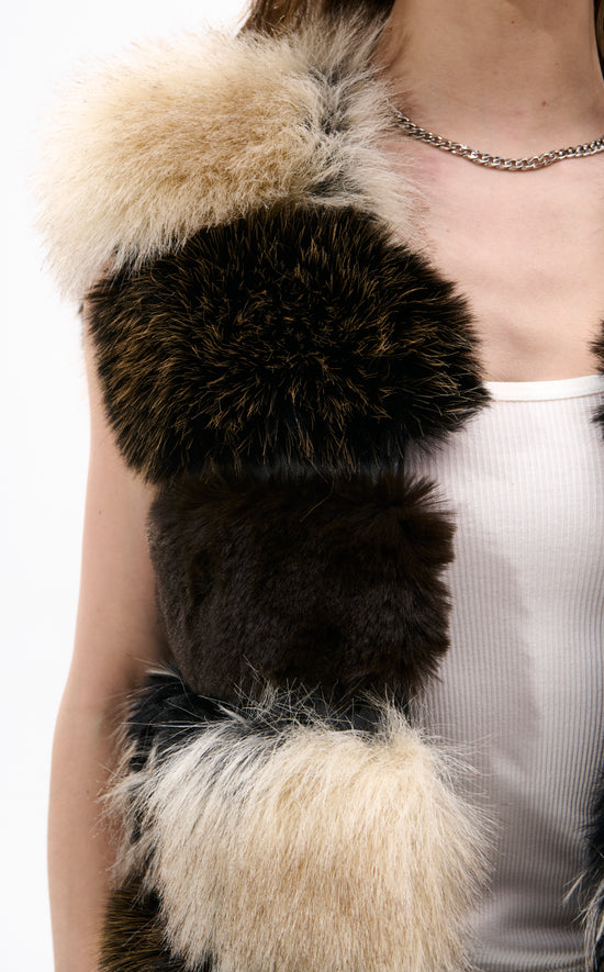 VAIL-BROWNMULTI FAUX FUR, VEST JACKET | AZALEA WANG