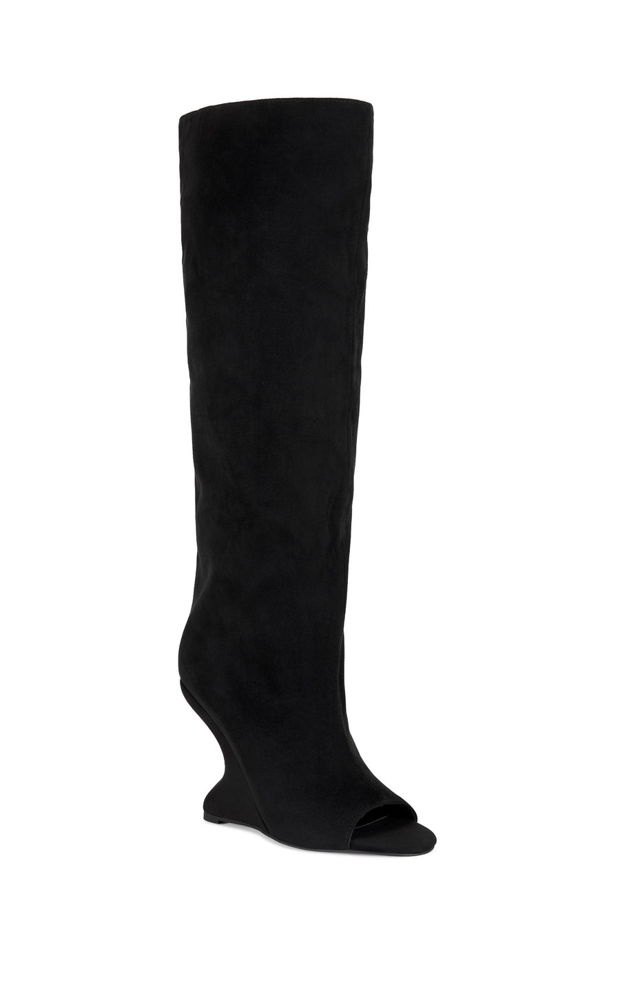 VINCENT-BLACK PEEP TOE WEDGE BOOT