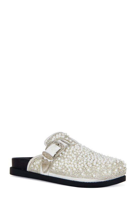 VIRGILE-WHITE PEARL RHINESTONE CLOG