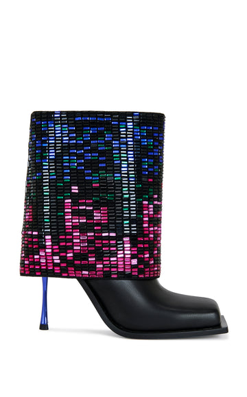 VOLLMER-BLACK RHINESTONE FOLDOVER STILETTO BOOTIE