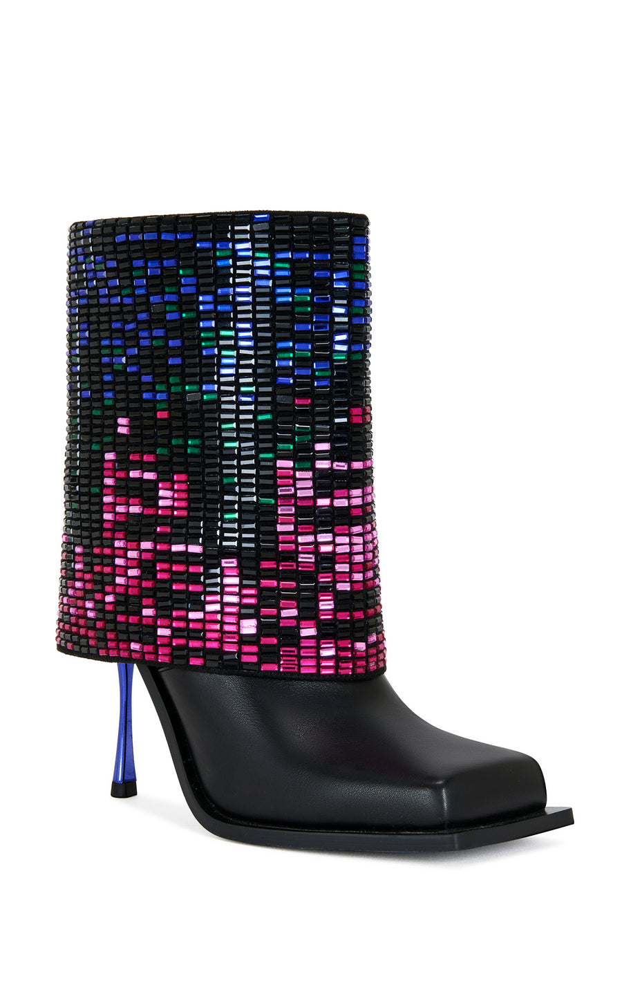 VOLLMER-BLACK RHINESTONE FOLDOVER STILETTO BOOTIE