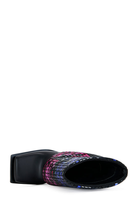 VOLLMER-BLACK RHINESTONE FOLDOVER STILETTO BOOTIE