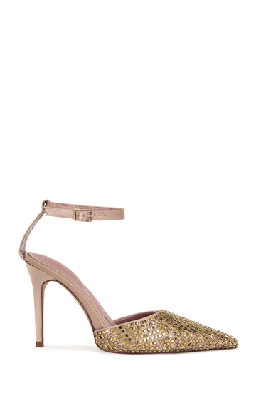 WARAIA-MOCHA RHINESTONE STILETTO PUMP