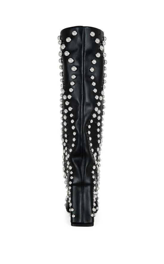 WELLS-BLACK STUDDED HEELED BOOT