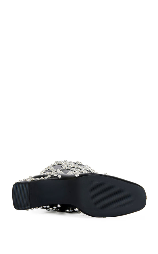 WELLS-BLACK STUDDED HEELED BOOT