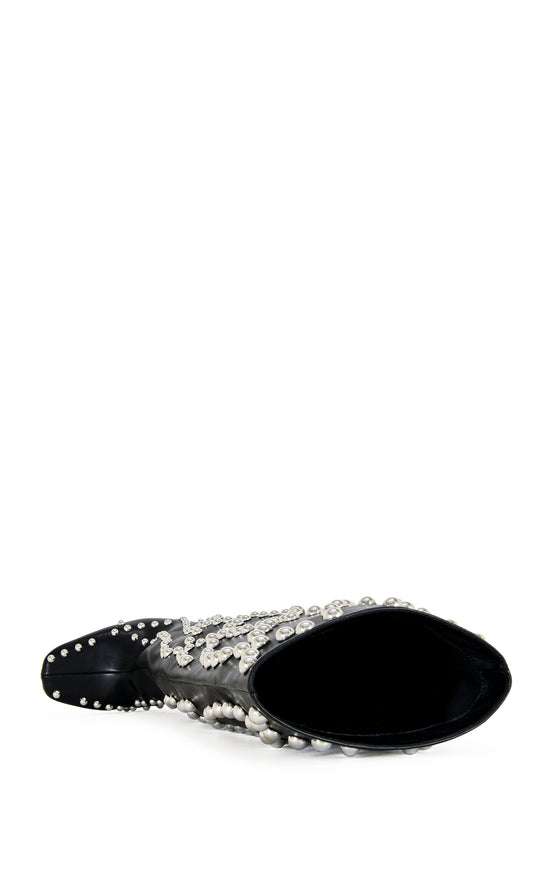 WELLS-BLACK STUDDED HEELED BOOT