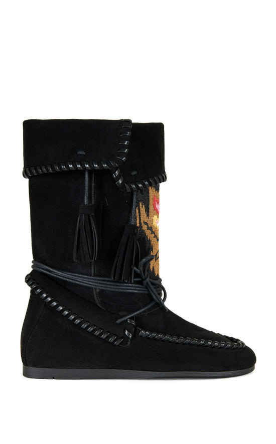 WERET-BLACK FLAT MOCCASIN BOOTIE