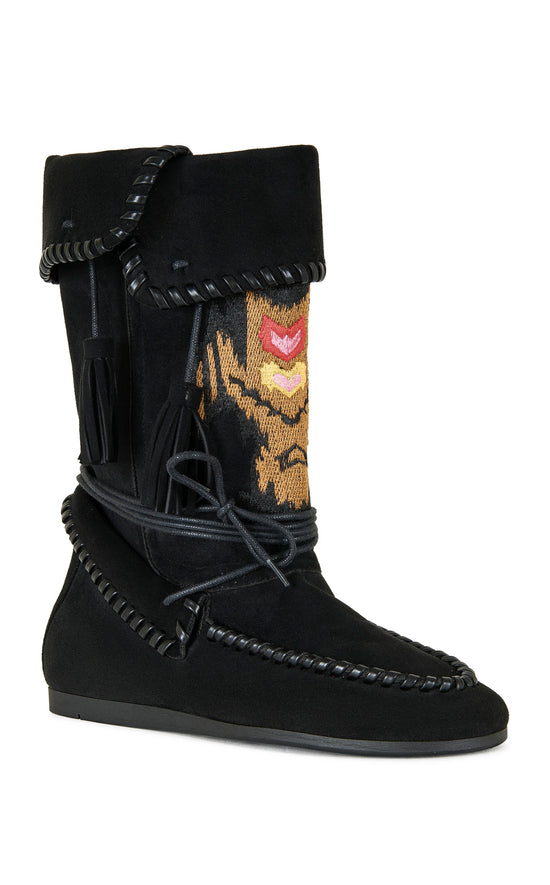 WERET-BLACK FLAT MOCCASIN BOOTIE