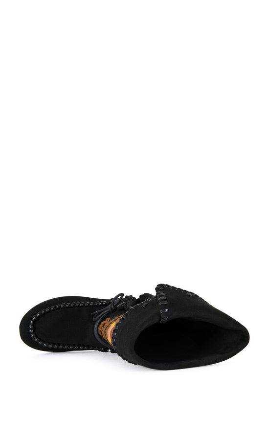 WERET-BLACK FLAT MOCCASIN BOOTIE