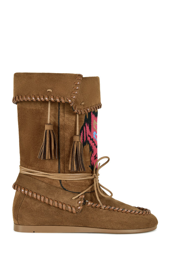 WERET-CHESTNUT FLAT MOCCASIN BOOTIE